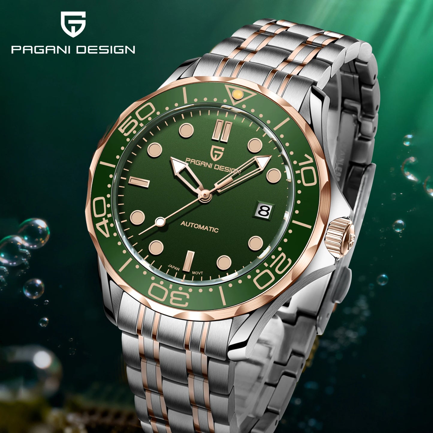 PAGANI DESIGN PD1685 D200 Rose Gold Green